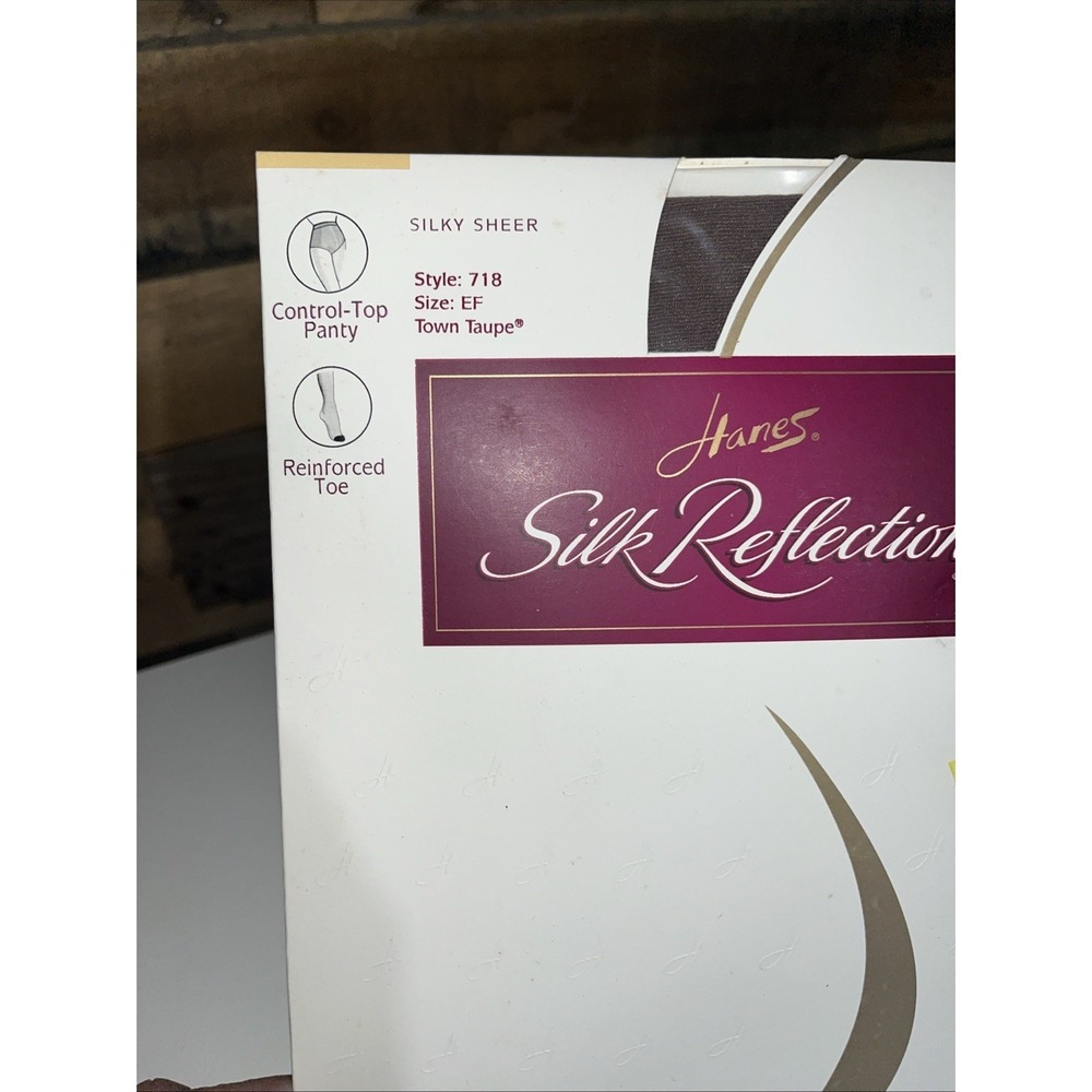 Vtg Hanes Silk Reflections Size EF Town Taupe Silky Sheer Control Top Pantyhose - Picture 2 of 5